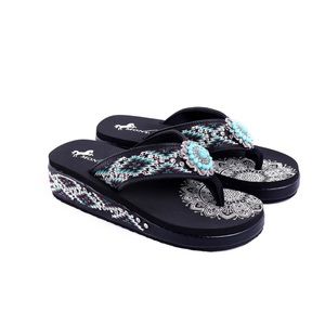 Montana West Embroidered Collection Flip Flops Size 9